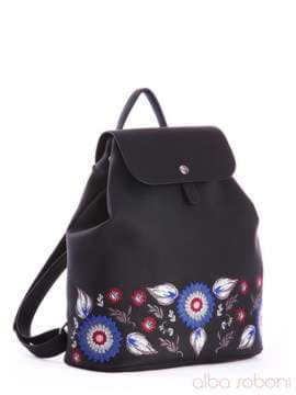 Модний рюкзак з вышивкою, модель 162314 чорний. Зображення товару, вид спереду.
