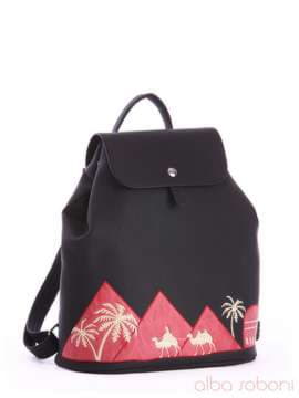 Брендовий рюкзак з вышивкою, модель 162315 чорний. Зображення товару, вид спереду.