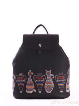 Стильний рюкзак з вышивкою, модель 162316 чорний. Зображення товару, вид збоку.