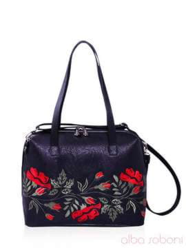 Стильна сумка з вышивкою, модель 151403 чорний. Зображення товару, вид спереду.