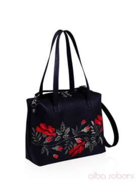 Стильна сумка з вышивкою, модель 151403 чорний. Зображення товару, вид збоку.