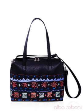 Стильна сумка з вышивкою, модель 151405 чорний. Зображення товару, вид спереду.