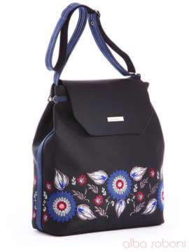 Стильна сумка з вышивкою, модель 162304 чорний. Зображення товару, вид спереду.