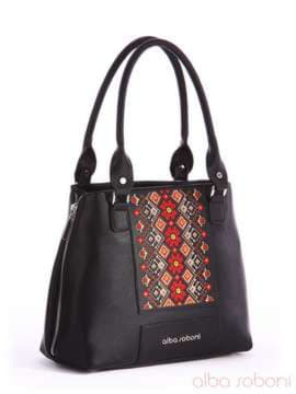 Модна сумка з вышивкою, модель 162360 чорний. Зображення товару, вид збоку.