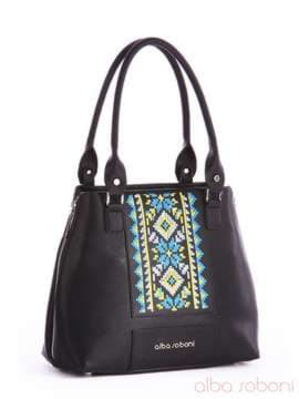 Стильна сумка з вышивкою, модель 162361 чорний. Зображення товару, вид збоку.