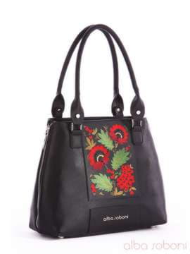 Модна сумка з вышивкою, модель 162362 чорний. Зображення товару, вид збоку.