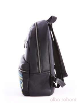 Брендова сумка з вышивкою, модель 162371 чорний. Зображення товару, вид збоку.