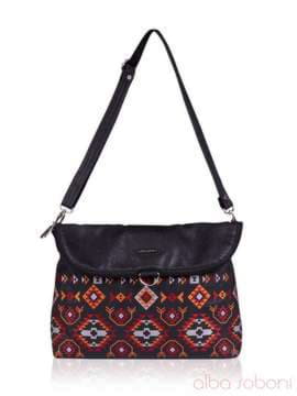 Жіноча сумка - рюкзак з вышивкою, модель 151544 чорний. Зображення товару, вид спереду.