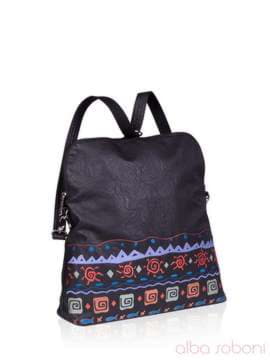 Брендова сумка - рюкзак з вышивкою, модель 151545 чорний. Зображення товару, вид збоку.