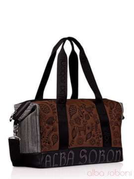 Молодіжна сумка з вышивкою, модель 130980 коричневий. Зображення товару, вид збоку.