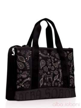 Молодіжна сумка з вышивкою, модель 130981 чорний. Зображення товару, вид збоку.