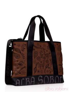 Шкільна сумка з вышивкою, модель 130981 коричневий. Зображення товару, вид збоку.