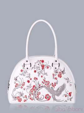 Літня сумка - саквояж з вышивкою, модель 150760 білий. Зображення товару, вид спереду.
