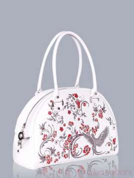 Літня сумка - саквояж з вышивкою, модель 150760 білий. Зображення товару, вид збоку.