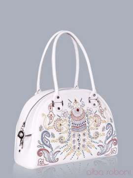 Літня сумка - саквояж з вышивкою, модель 150763 білий. Зображення товару, вид збоку.
