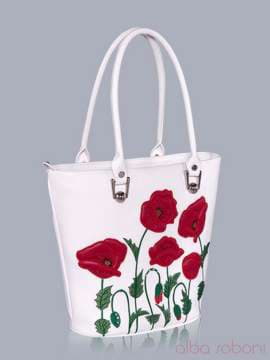 Літня сумка з вышивкою, модель 150702 білий. Зображення товару, вид збоку.