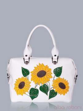 Модна сумка з вышивкою, модель 150711 білий. Зображення товару, вид спереду.