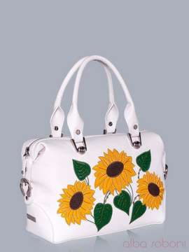 Модна сумка з вышивкою, модель 150711 білий. Зображення товару, вид збоку.