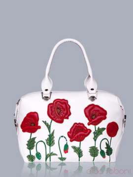 Стильна сумка з вышивкою, модель 150712 білий. Зображення товару, вид спереду.