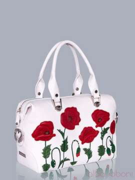Стильна сумка з вышивкою, модель 150712 білий. Зображення товару, вид збоку.