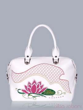 Модна сумка з вышивкою, модель 150714 білий. Зображення товару, вид спереду.