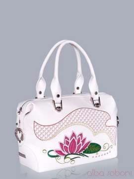 Модна сумка з вышивкою, модель 150714 білий. Зображення товару, вид збоку.
