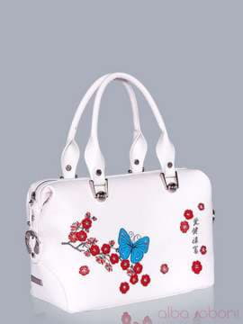 Літня сумка з вышивкою, модель 150715 білий. Зображення товару, вид збоку.
