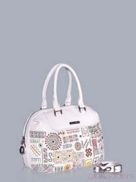 Брендова сумка з вышивкою, модель 150781 білий. Зображення товару, вид збоку.
