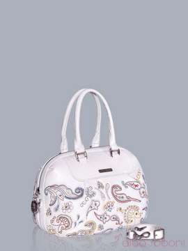 Брендова сумка з вышивкою, модель 150783 білий. Зображення товару, вид збоку.