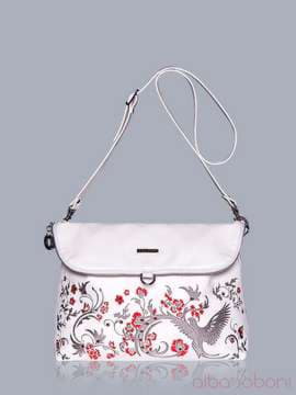 Літня сумка - рюкзак з вышивкою, модель 150770 білий. Зображення товару, вид спереду.