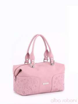 Літня сумка - саквояж з вышивкою, модель 160180 рожевий. Зображення товару, вид спереду.