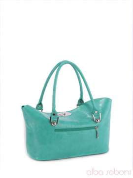 Модна сумка з вышивкою, модель 160061 зелений-білий. Зображення товару, вид ззаду.
