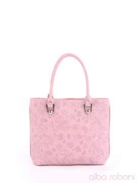 Брендова сумка з вышивкою, модель 160190 рожевий. Зображення товару, вид ззаду.