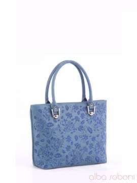 Брендова сумка з вышивкою, модель 160194 синій. Зображення товару, вид спереду.