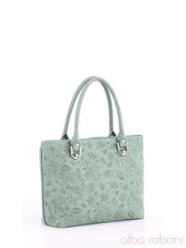 Літня сумка з вышивкою, модель 160195 зелений. Зображення товару, вид спереду.