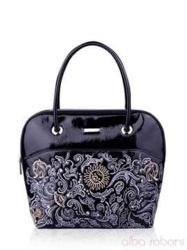 Стильна сумка з вышивкою, модель 131102 чорний. Зображення товару, вид спереду.