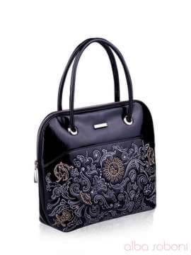 Стильна сумка з вышивкою, модель 131102 чорний. Зображення товару, вид збоку.