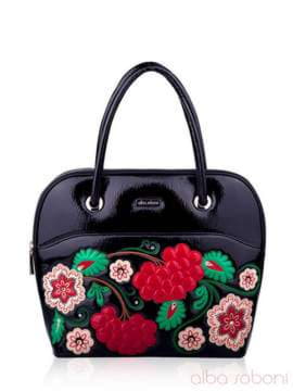 Модна сумка з вышивкою, модель 131105 чорний. Зображення товару, вид спереду.