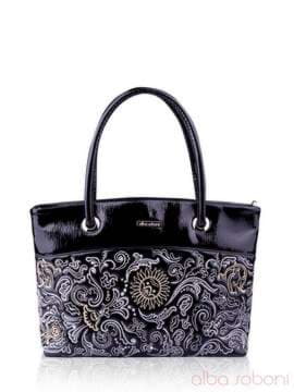 Стильна сумка з вышивкою, модель 131112 чорний. Зображення товару, вид спереду.