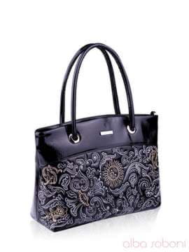 Стильна сумка з вышивкою, модель 131112 чорний. Зображення товару, вид збоку.