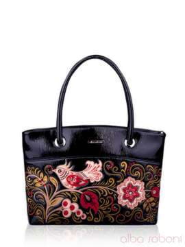 Модна сумка з вышивкою, модель 131114 чорний. Зображення товару, вид спереду.
