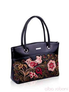 Модна сумка з вышивкою, модель 131114 чорний. Зображення товару, вид збоку.