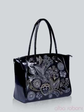 Молодіжна сумка з вышивкою, модель 141300 чорний. Зображення товару, вид збоку.