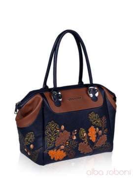 Стильна сумка з вышивкою, модель 141461 чорно-коричневий. Зображення товару, вид збоку.