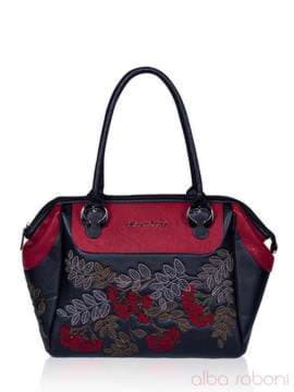 Модна сумка з вышивкою, модель 141462 чорно-червоний. Зображення товару, вид спереду.