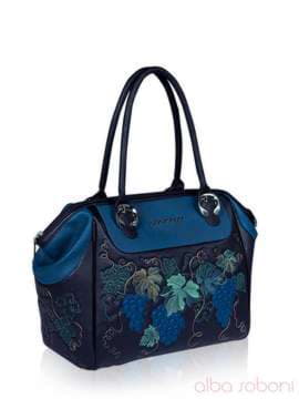Модна сумка з вышивкою, модель 141463 чорно-синій. Зображення товару, вид збоку.