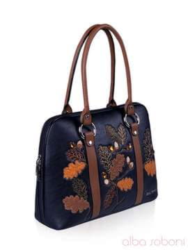 Стильна сумка з вышивкою, модель 141471 чорно-коричневий. Зображення товару, вид збоку.