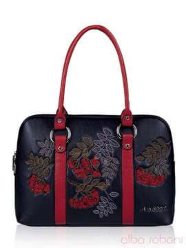 Стильна сумка з вышивкою, модель 141472 чорно-червоний. Зображення товару, вид спереду.