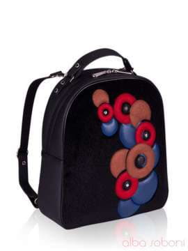 Модний рюкзак з вышивкою, модель 152440 чорний. Зображення товару, вид збоку.