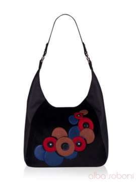 Модна сумка з вышивкою, модель 152430 чорний. Зображення товару, вид спереду.
